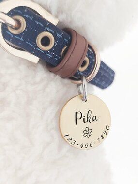 Personalized Cat Dog ID Tags, Custom Engraved Stainless Steel Pet Collar Charms